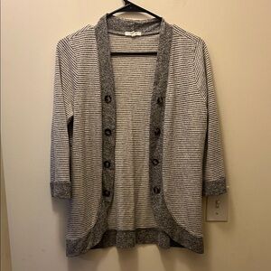 Maurices Gray and White Striped Cardigan size Large